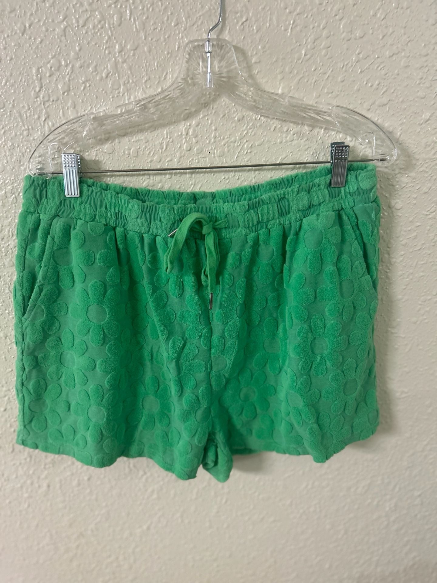 Pink Lily Green Floral Textured Terry Lounge Set 2