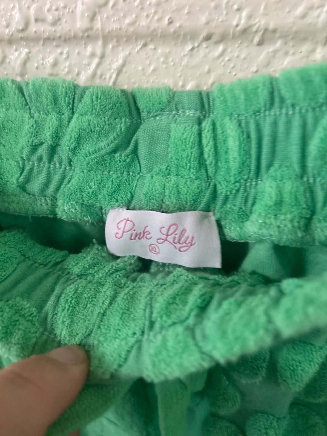 Pink Lily Green Floral Textured Terry Lounge Set 3