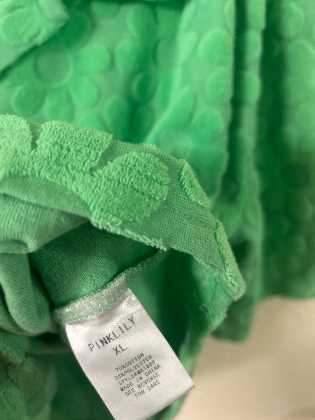Pink Lily Green Floral Textured Terry Lounge Set 6