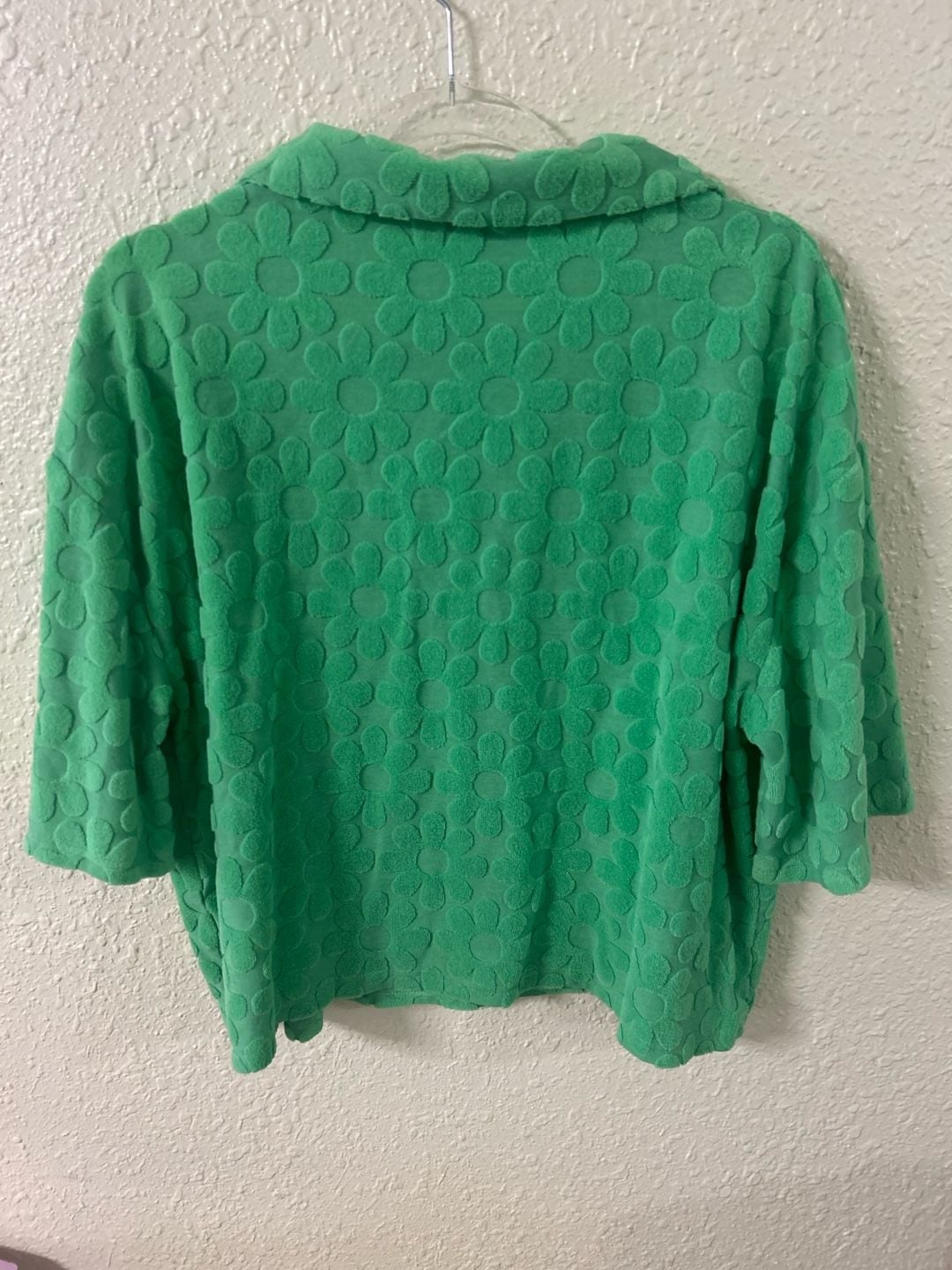 Pink Lily Green Floral Textured Terry Lounge Set 7