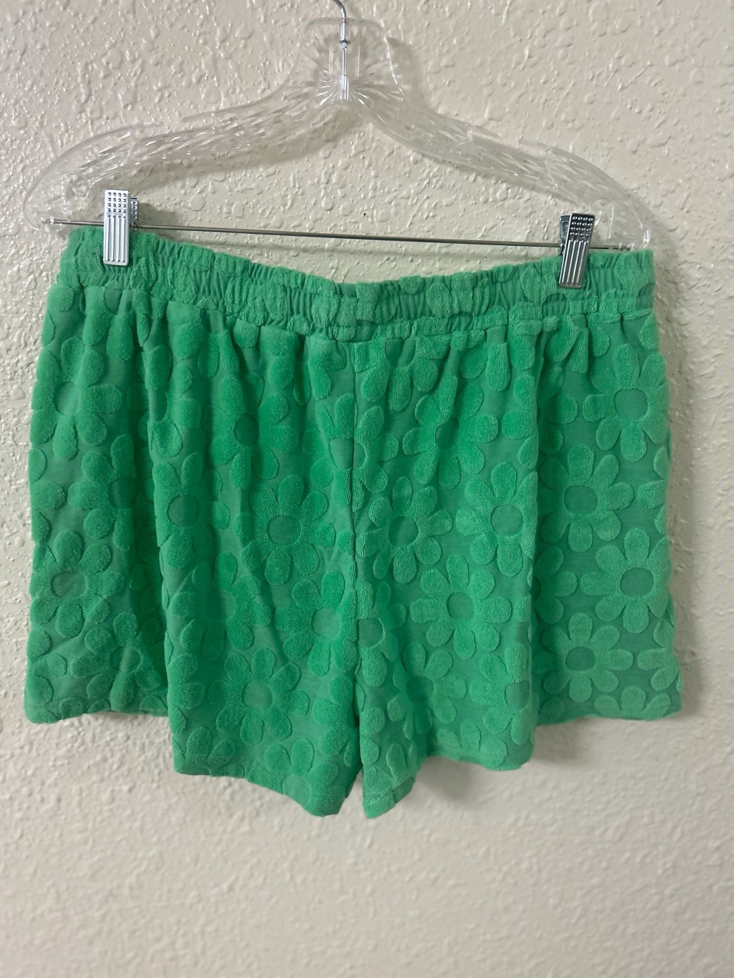 Pink Lily Green Floral Textured Terry Lounge Set 8