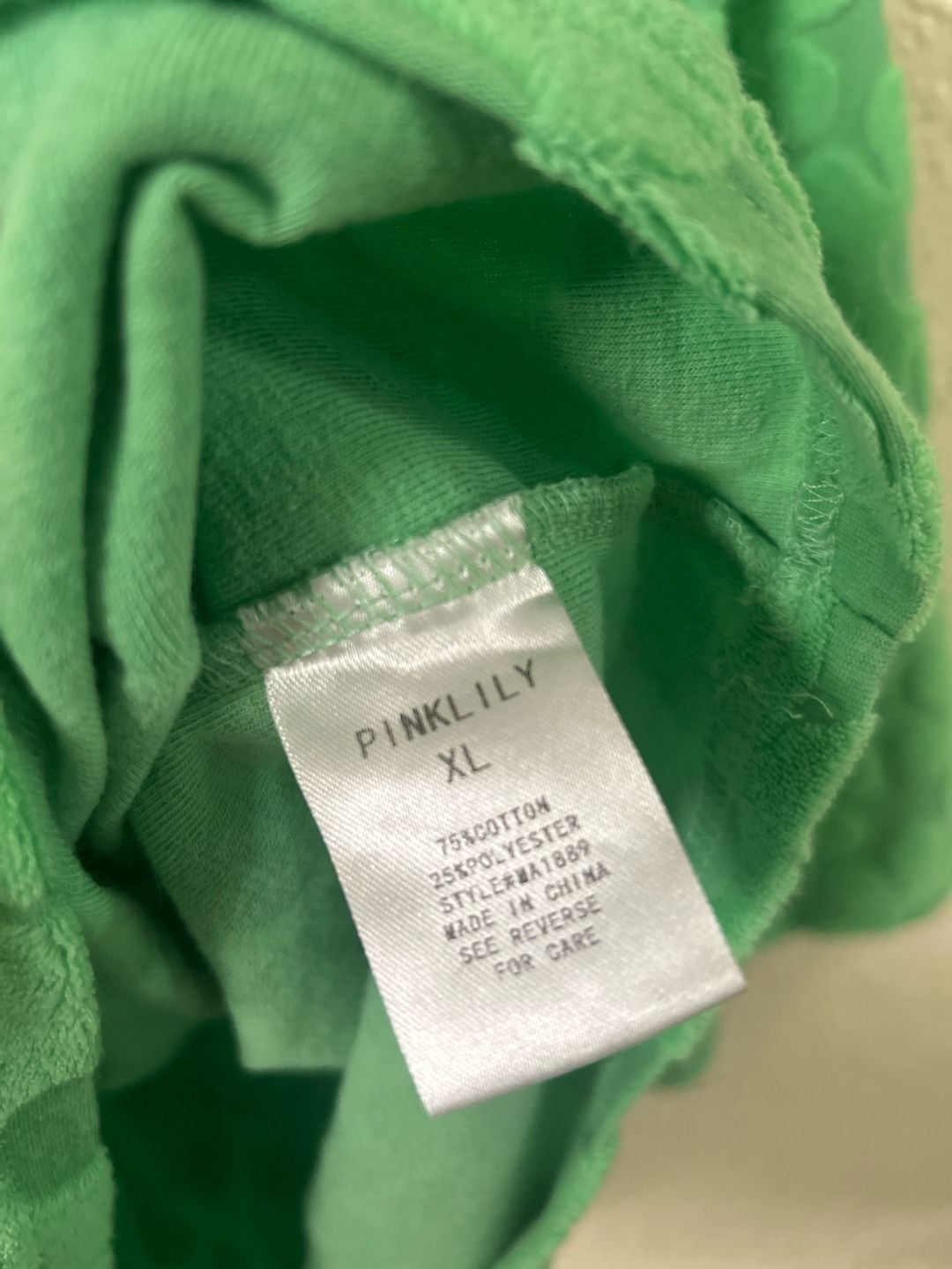 Pink Lily Green Floral Textured Terry Lounge Set 9