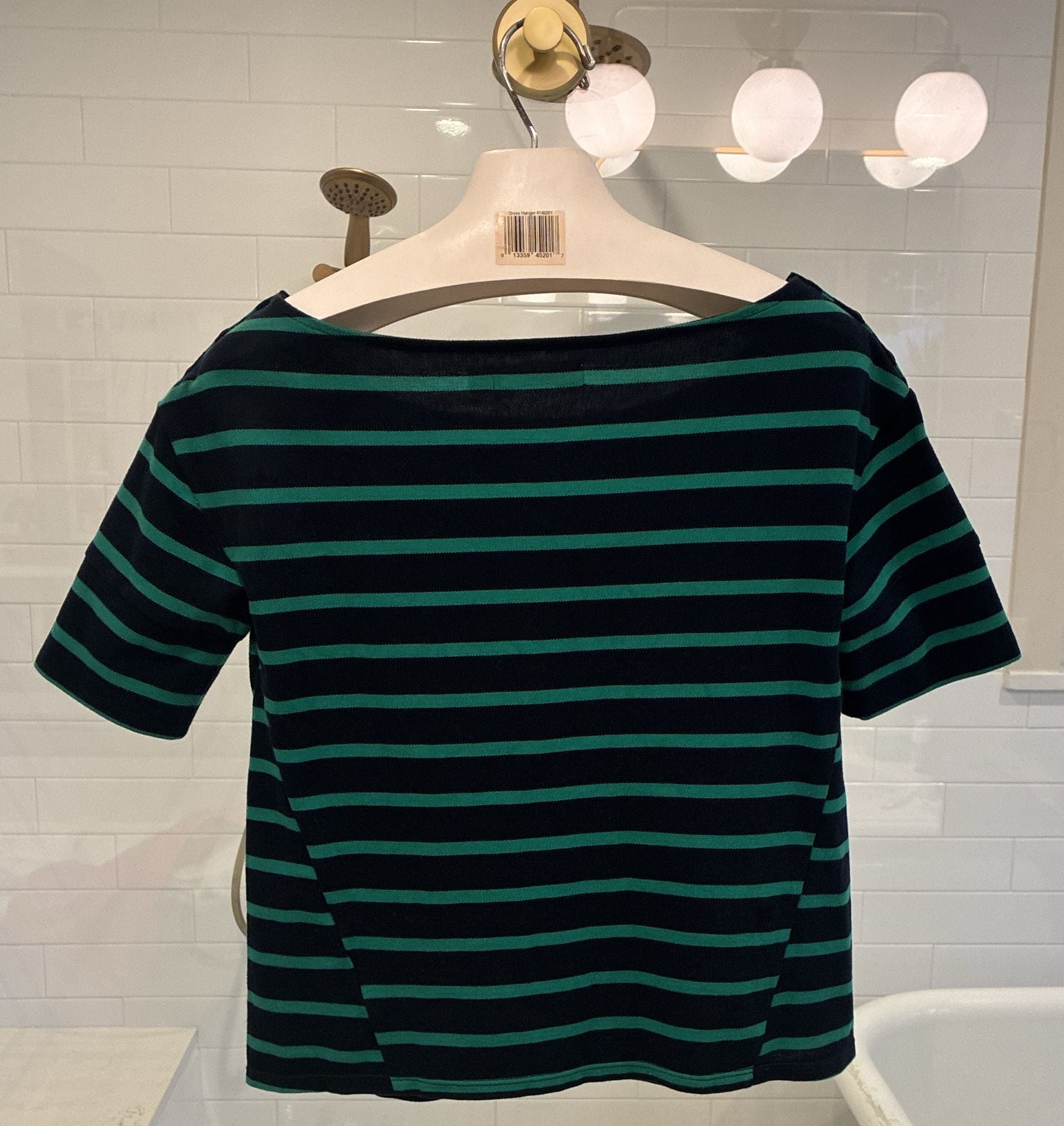 Pilcro and the Letterpress Green and Navy Striped Short Sleeve Knit Top XS 5