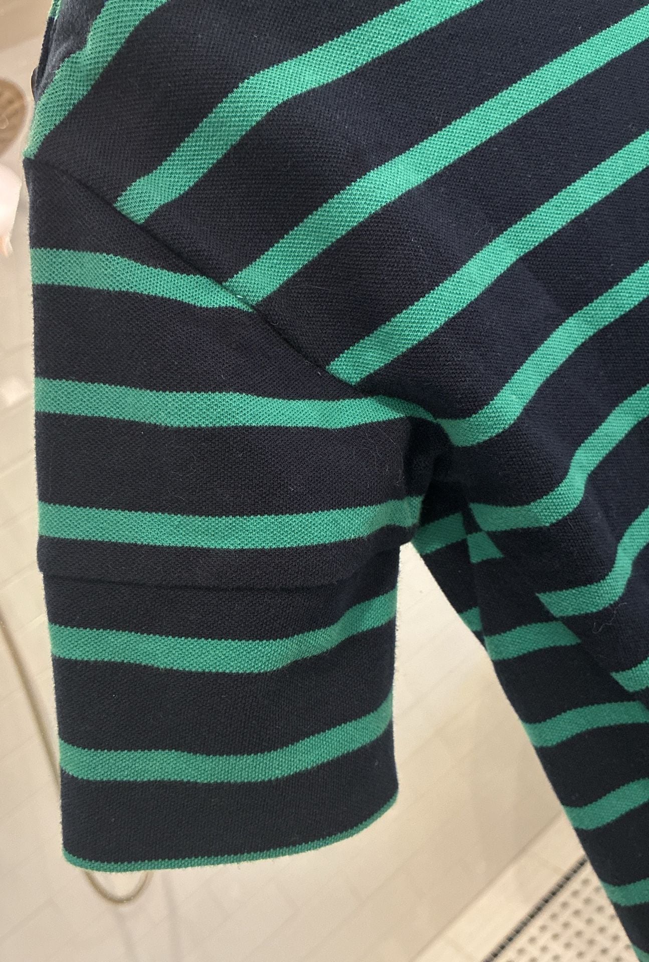 Pilcro and the Letterpress Green and Navy Striped Short Sleeve Knit Top XS 6