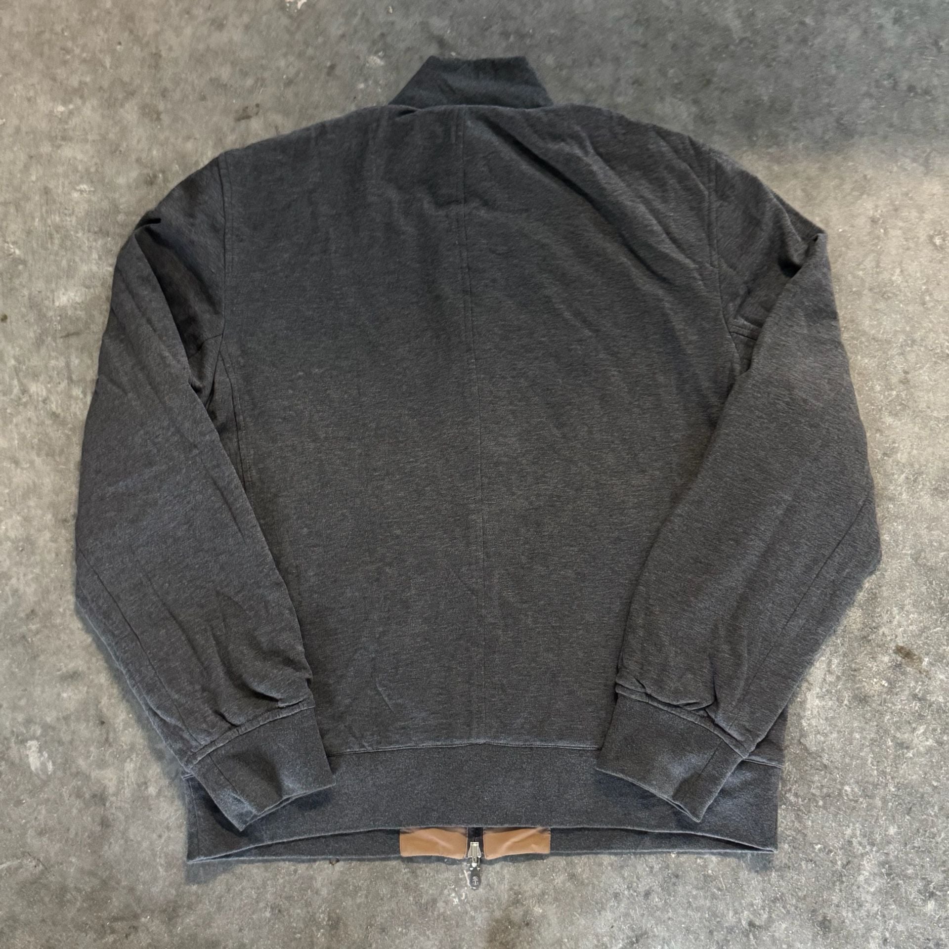 Brunello Cucinelli Reversible Full-Zip Bomber Jacket in Gray and Tan Size L 3