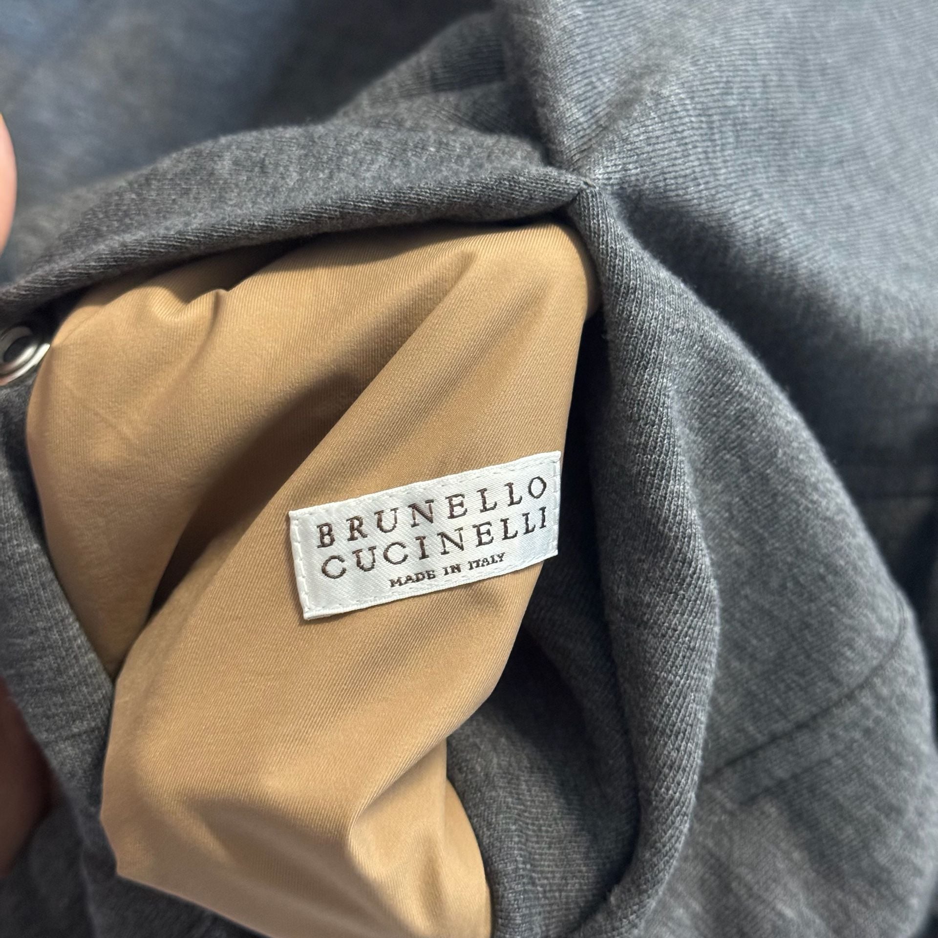Brunello Cucinelli Reversible Full-Zip Bomber Jacket in Gray and Tan Size L 4