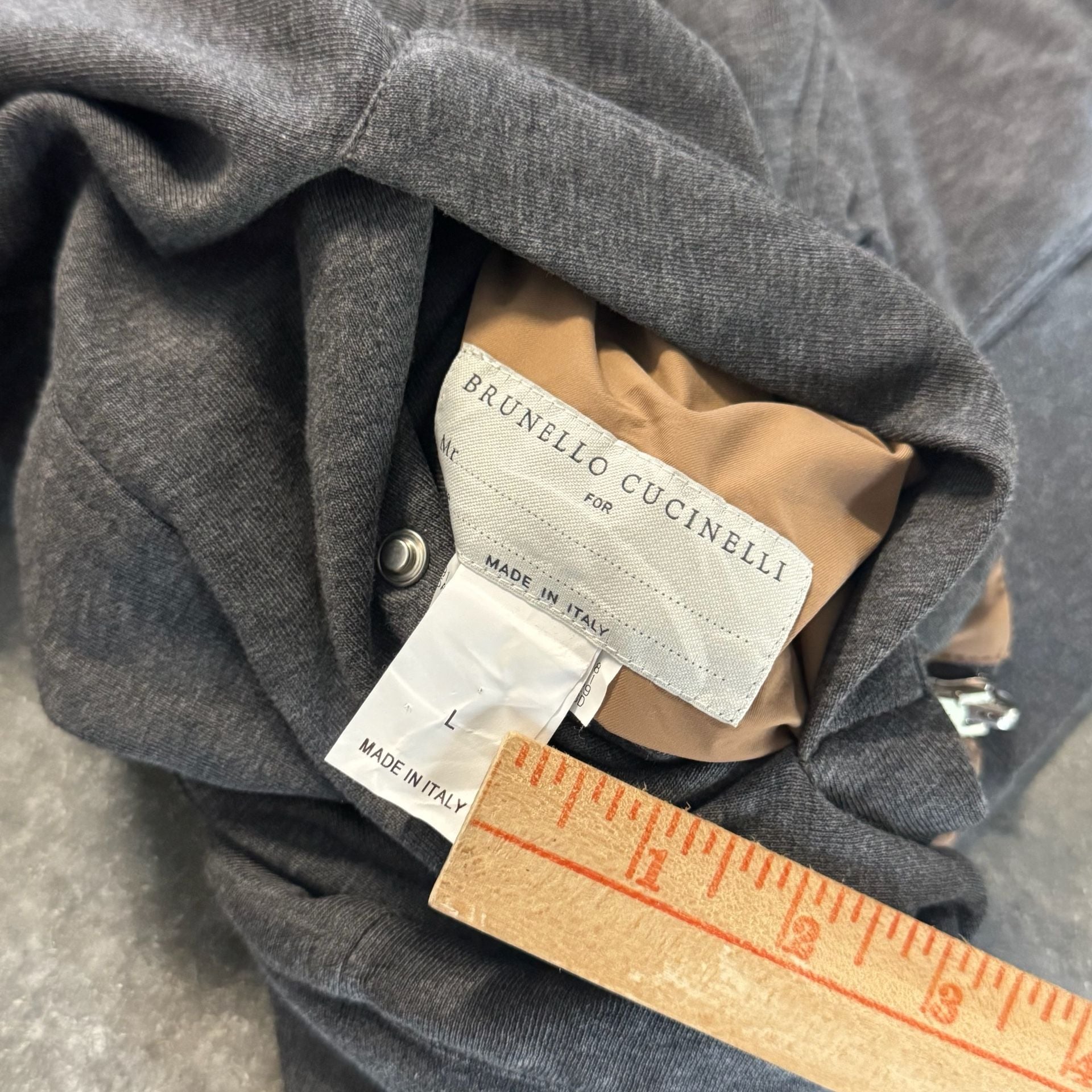 Brunello Cucinelli Reversible Full-Zip Bomber Jacket in Gray and Tan Size L 8