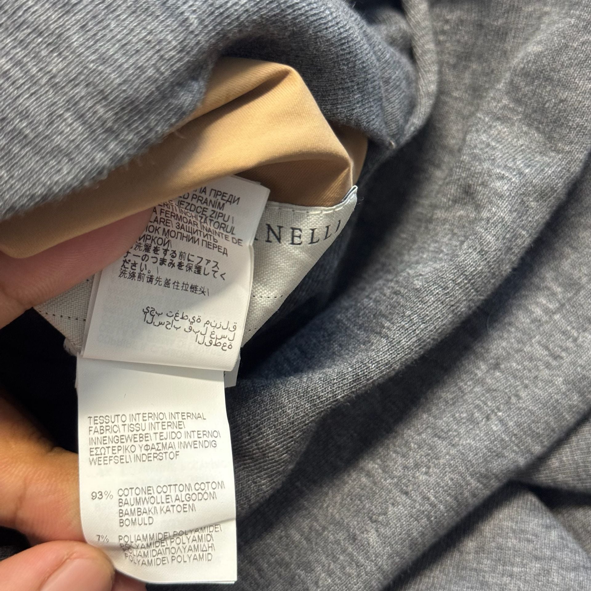 Brunello Cucinelli Reversible Full-Zip Bomber Jacket in Gray and Tan Size L 14