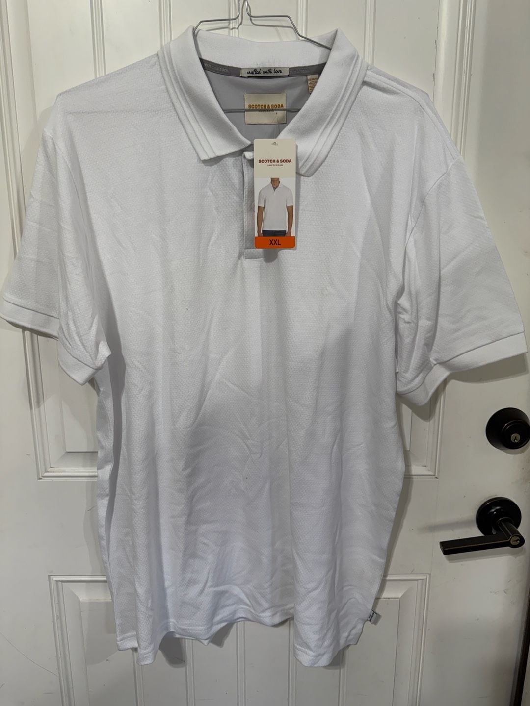 Scotch & Soda Amsterdam Men's White Textured Short Sleeve Polo Shirt 1