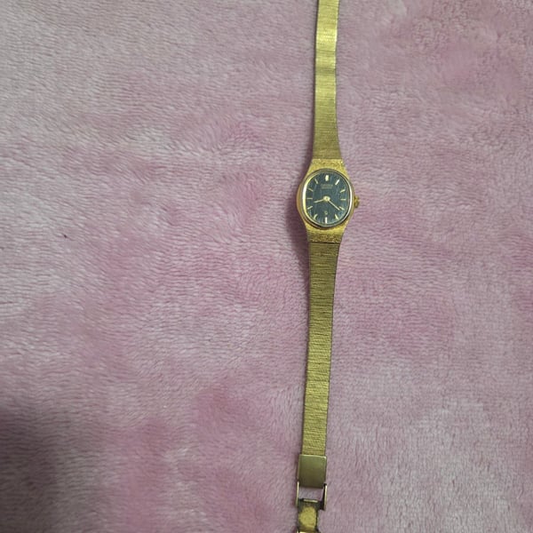 Vintage Citizen Quartz Women's Watch with Gold Tone Textured Band