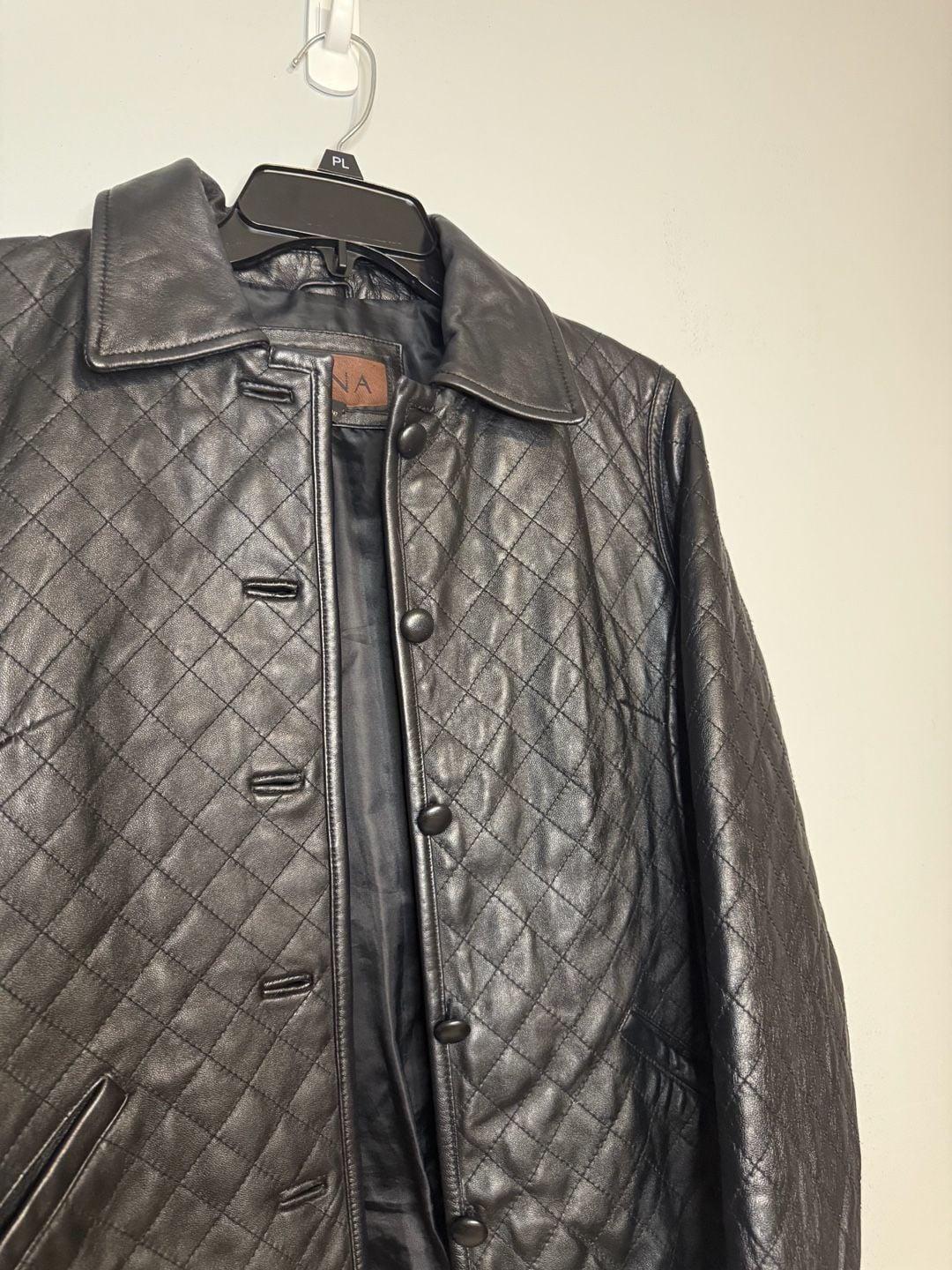 Siena Women's Black Quilted 100% Leather Button-Front Jacket Size 8 4