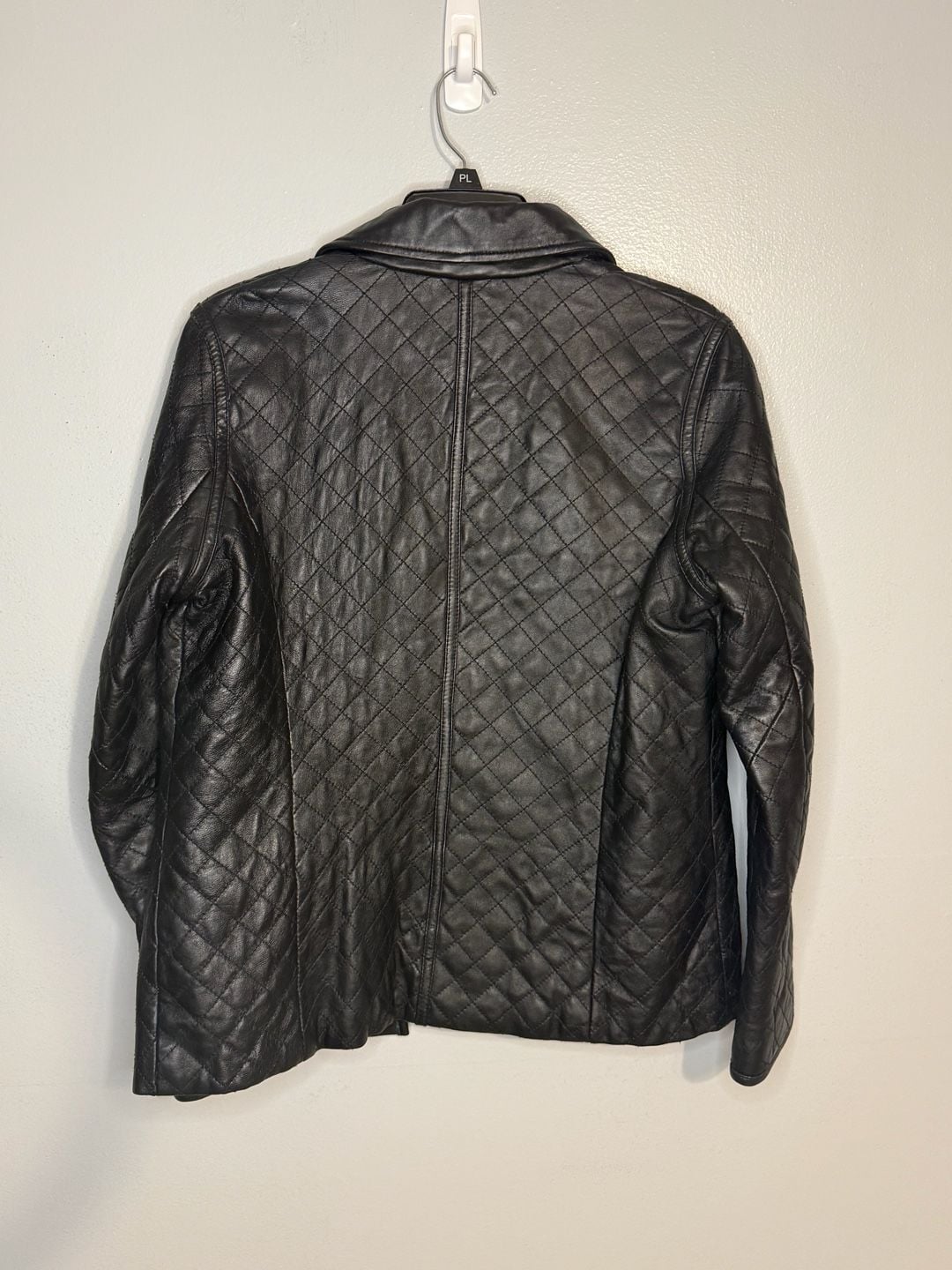 Siena Women's Black Quilted 100% Leather Button-Front Jacket Size 8 9