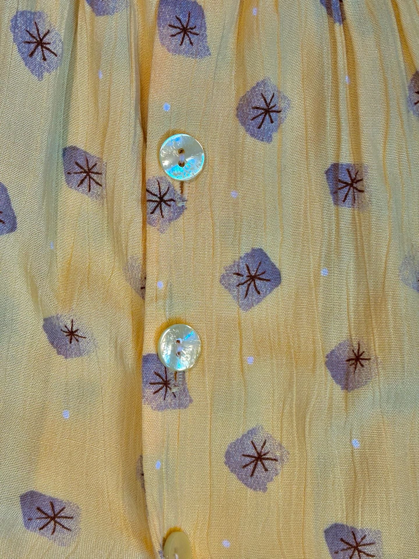 Bianco Vintage 90s Yellow Butter Mom Button-Up Maxi Printed Shirtdress w Belt 7