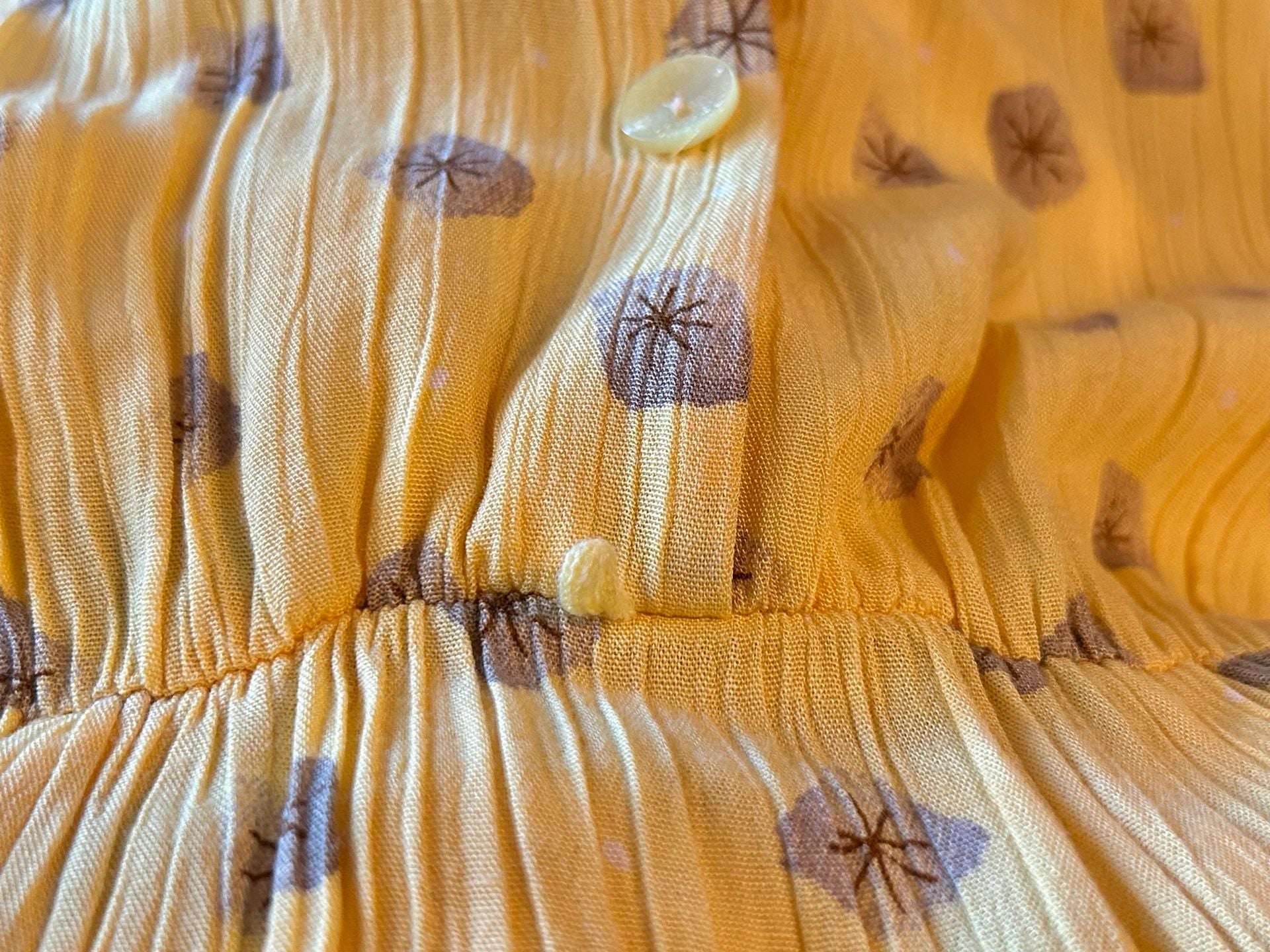 Bianco Vintage 90s Yellow Butter Mom Button-Up Maxi Printed Shirtdress w Belt 12