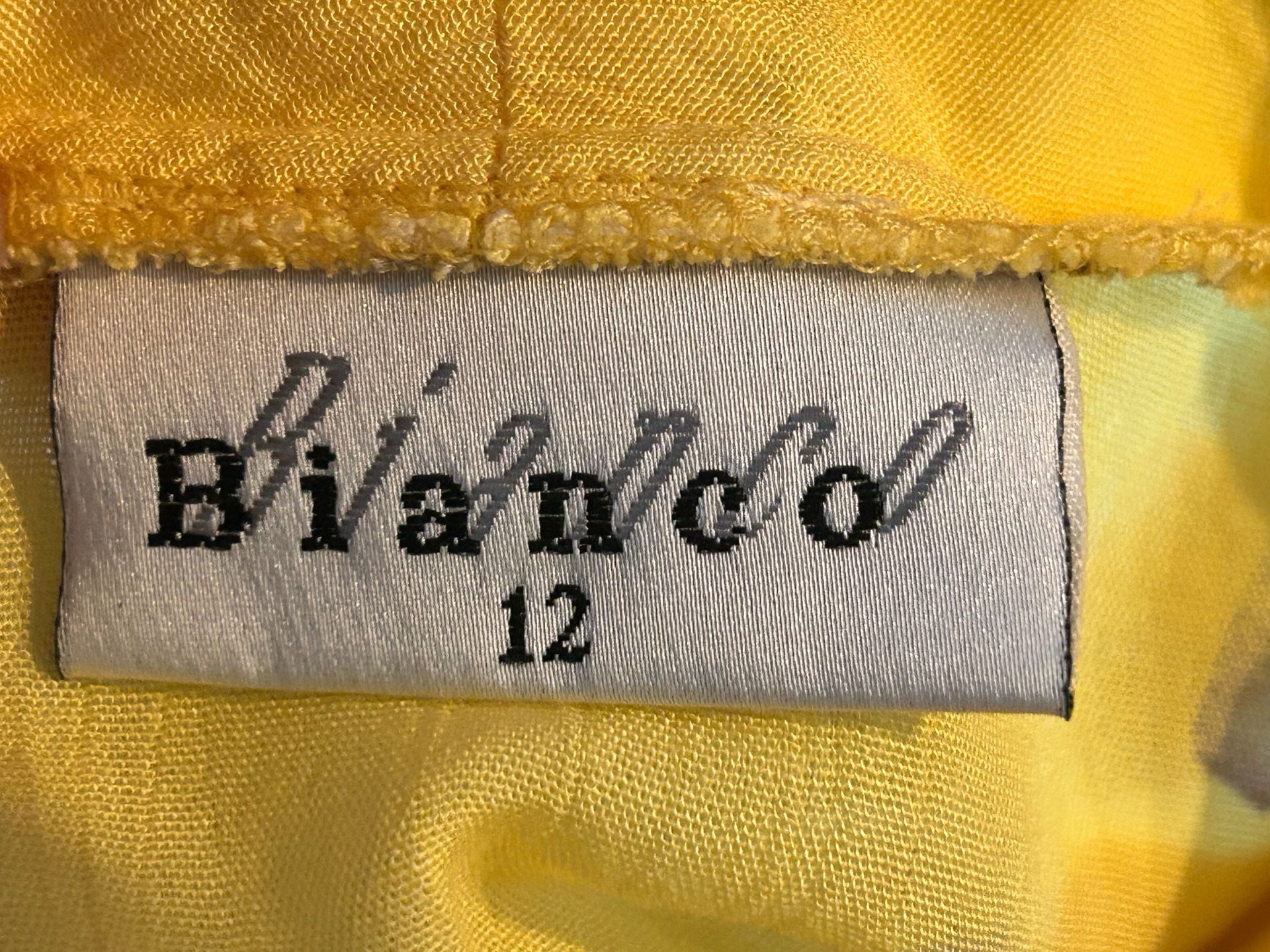 Bianco Vintage 90s Yellow Butter Mom Button-Up Maxi Printed Shirtdress w Belt 16