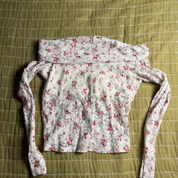 Hollister All-Over Floral Lace Off-the-Shoulder Long Sleeve Top