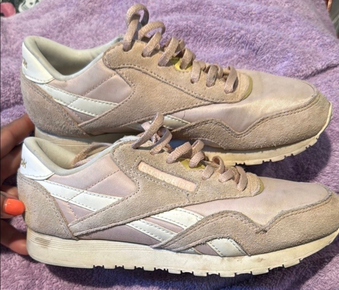Reebok Classic Nylon BlushPink/RoseGold Suede/Satin Skrs sz.6.5 women’s 3