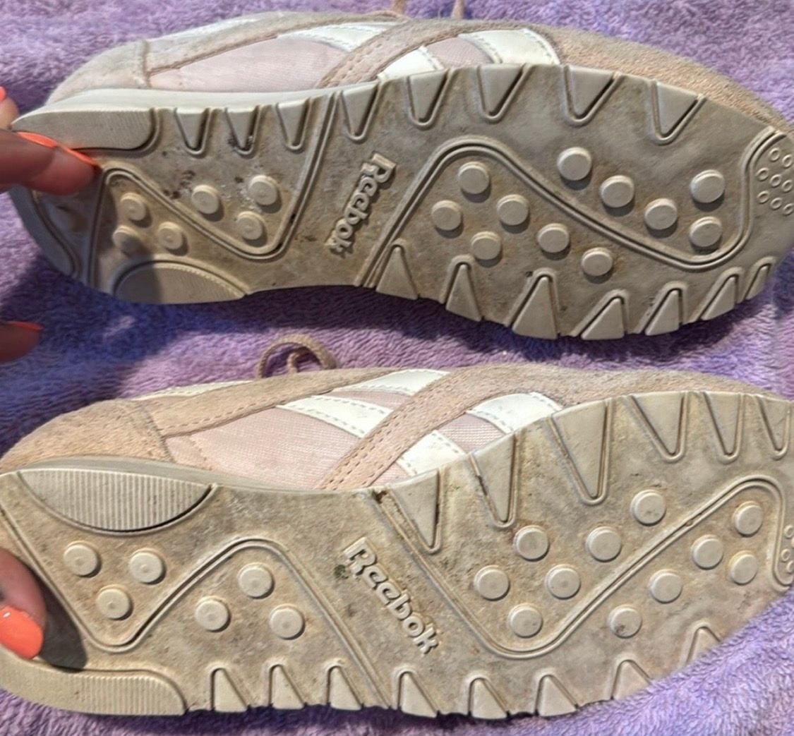 Reebok Classic Nylon BlushPink/RoseGold Suede/Satin Skrs sz.6.5 women’s 8