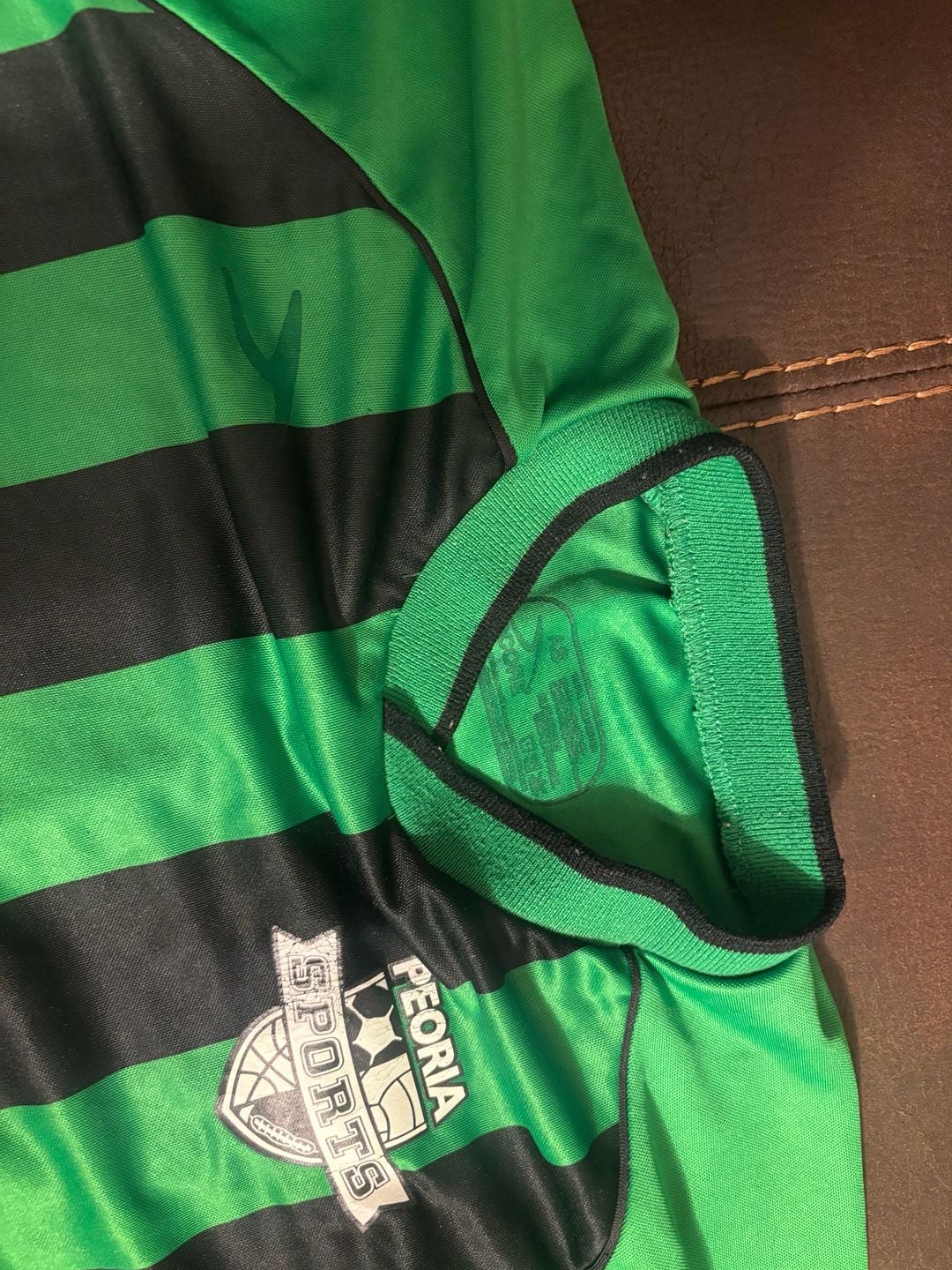 Peoria Sports Green and Black Striped Soccer Jersey 2