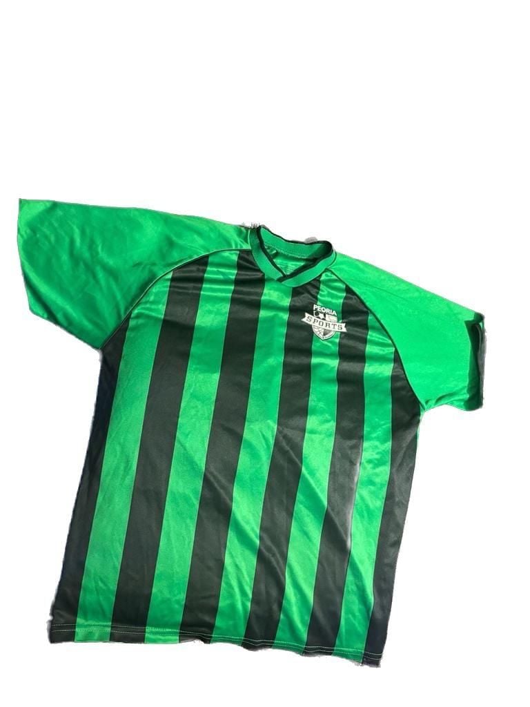 Peoria Sports Green and Black Striped Soccer Jersey 1