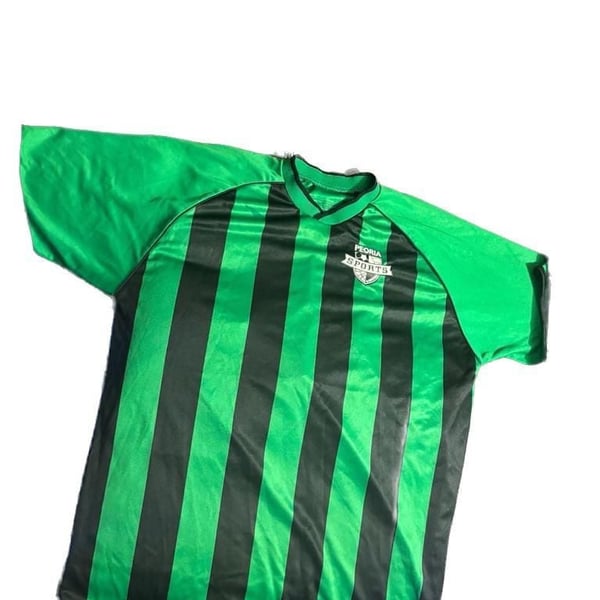 Peoria Sports Green and Black Striped Soccer Jersey