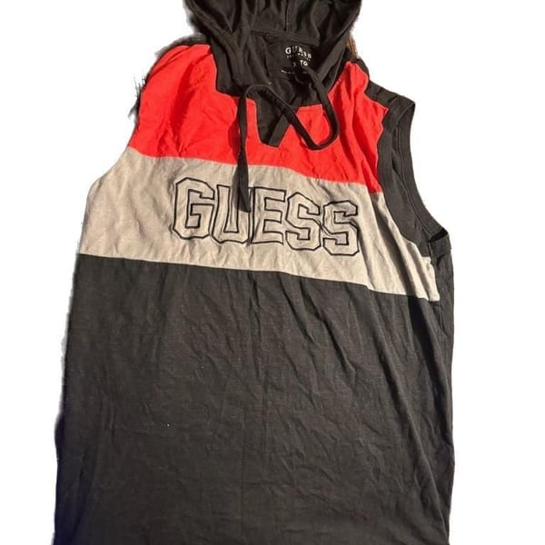 GUESS Los Angeles Men's Sleeveless Colorblock Logo Hooded Tank Top