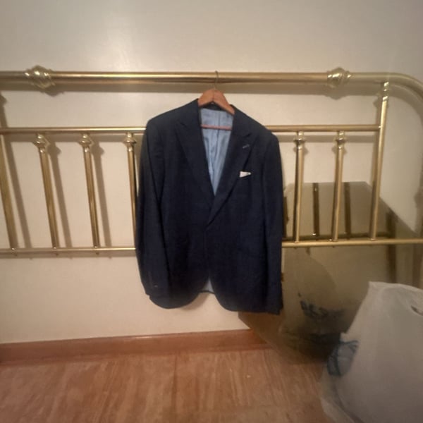 Surmesur Signature Navy Plaid Tailored Blazer Jacket