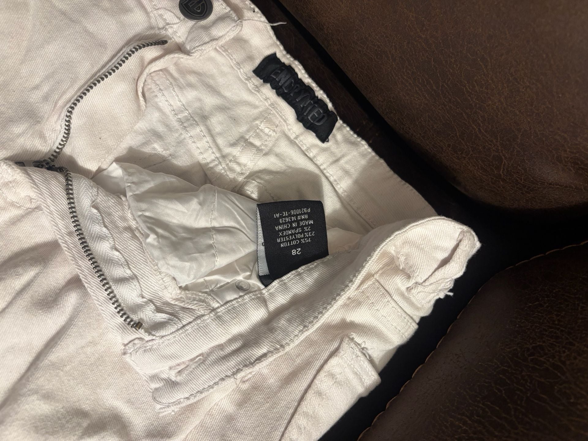 ENCRYPTED White Distressed Slim Fit Denim Jeans 2