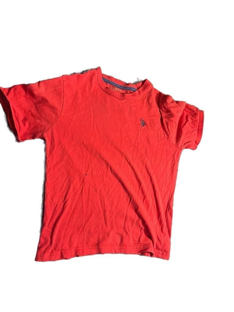 U.S. Polo Assn. Boys Red Short Sleeve Crew Neck T-Shirt with Navy Trim 2