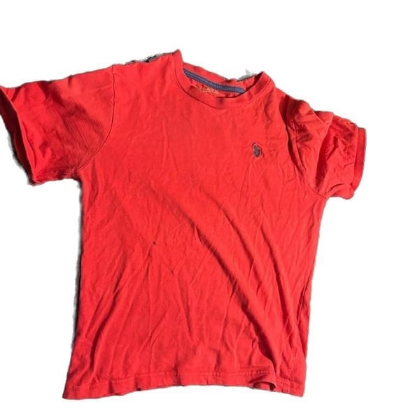U.S. Polo Assn. Boys Red Short Sleeve Crew Neck T-Shirt with Navy Trim