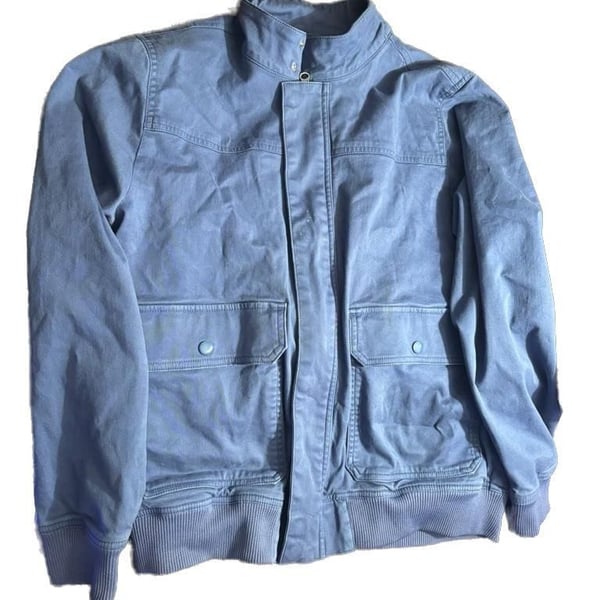 Free Assembly Men's Blue Twill Harrington Jacket with Aztec Print Lining