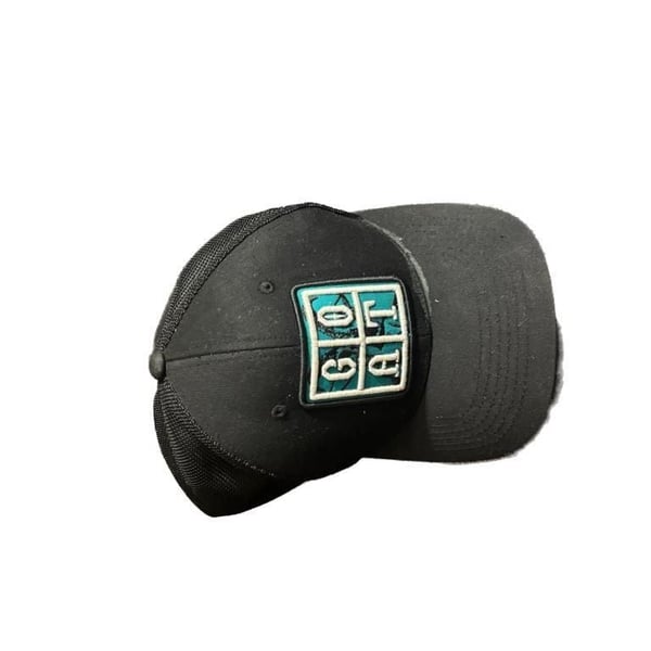 GOAT Apparel Black and Teal Mesh Back Trucker Hat