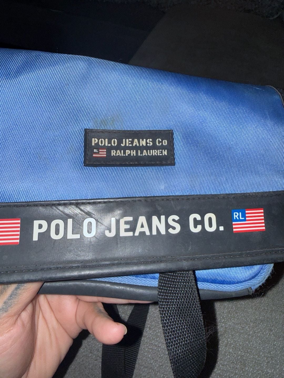 Vintage 90s Polo Jeans Co. Ralph Lauren Blue/Black Nylon Crossbody Bag 8