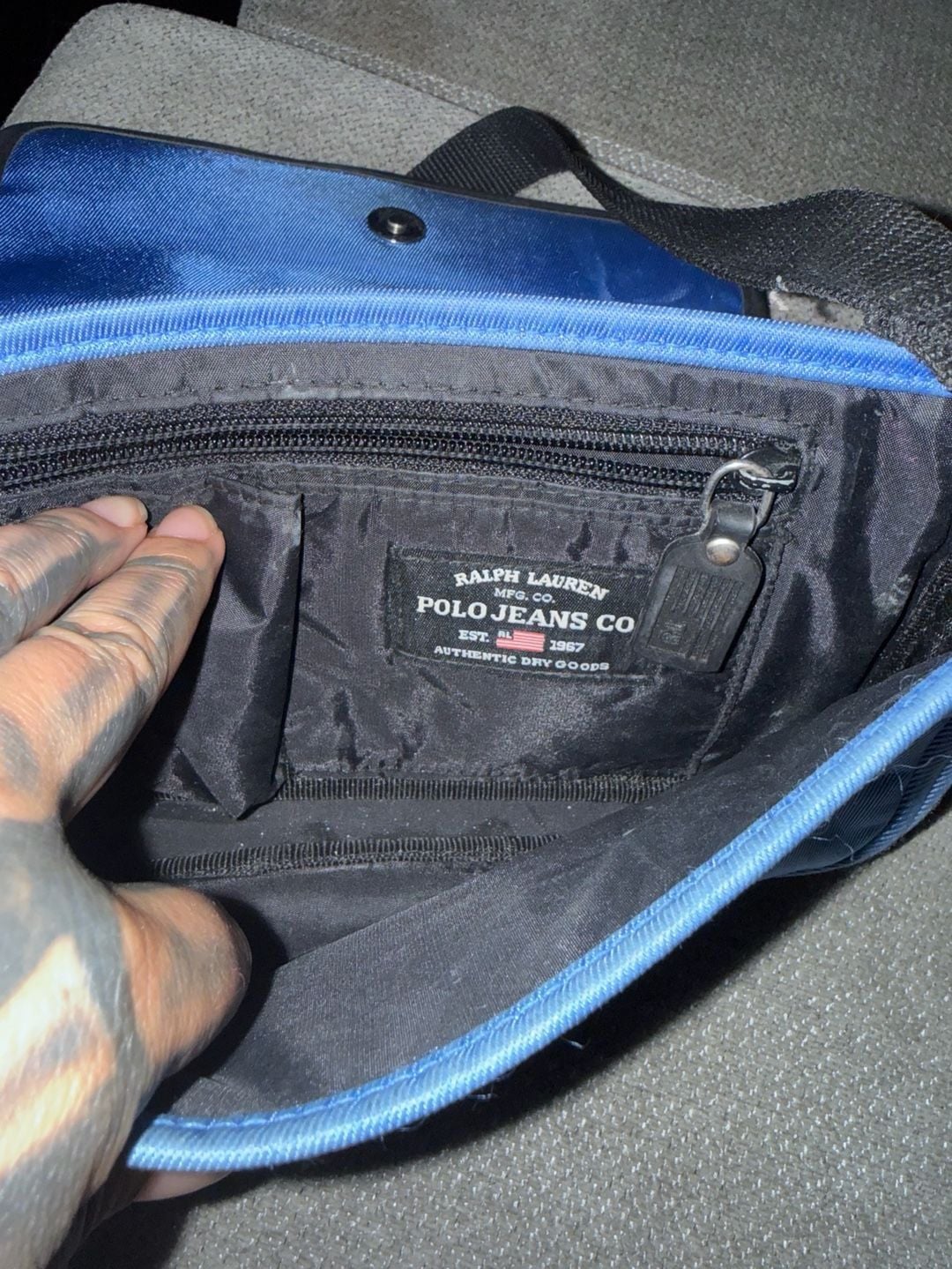 Vintage 90s Polo Jeans Co. Ralph Lauren Blue/Black Nylon Crossbody Bag 5