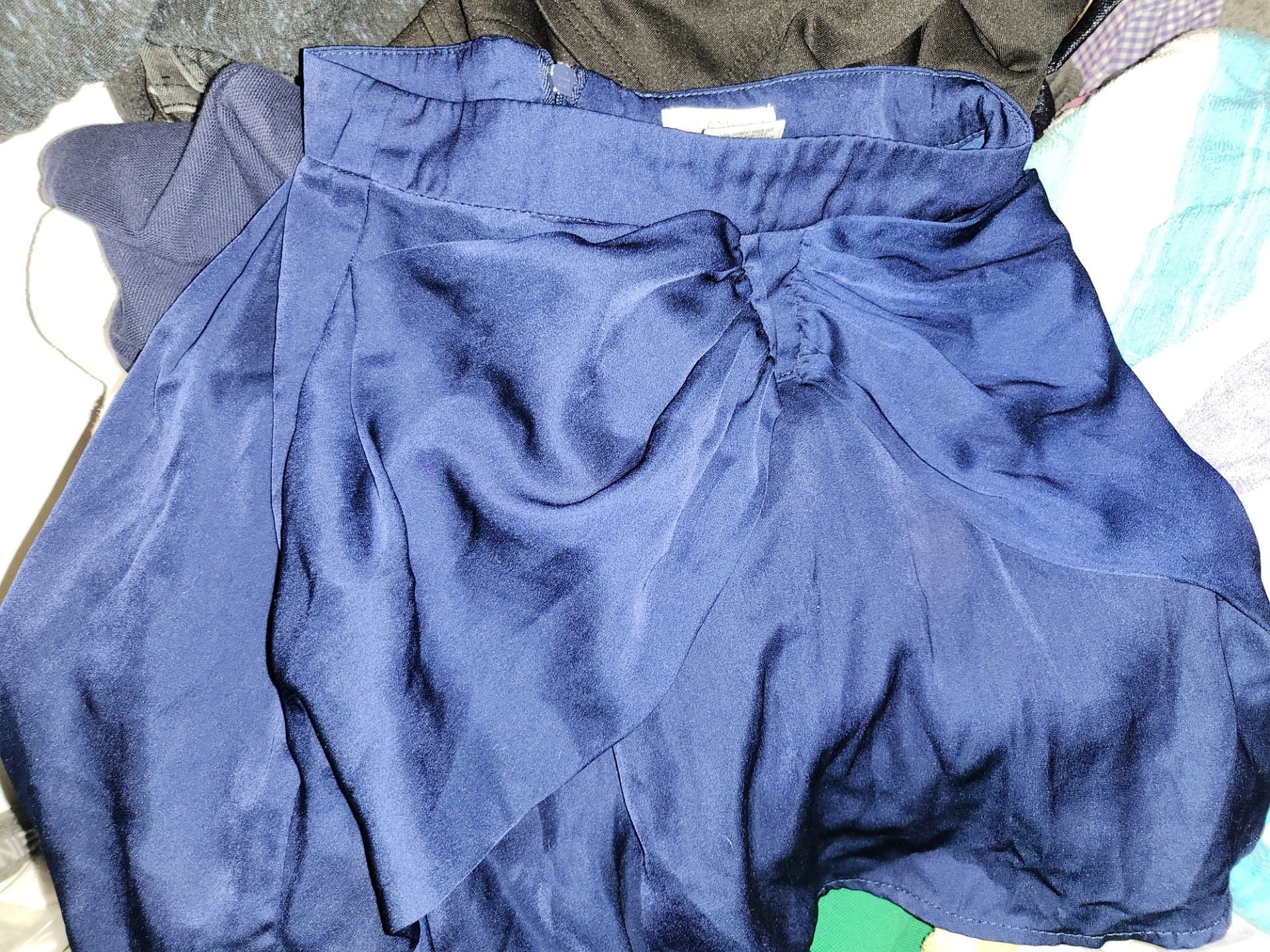 Dreampop by Cynthia R. Navy Blue High-Waisted Mini Skirt with Front Knot Detail 1