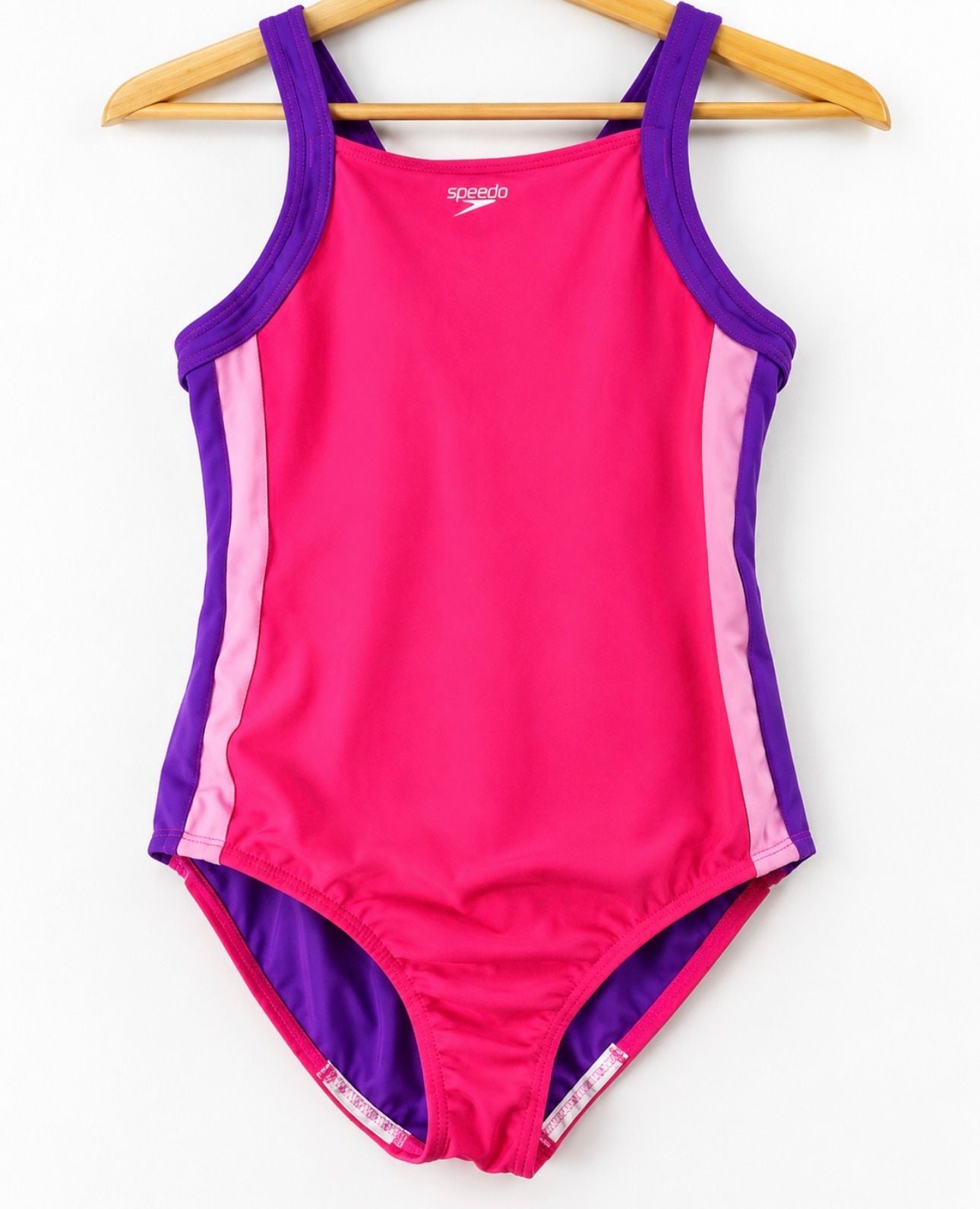 Speedo Girls Youth XL Pink Purple Infinity Splice 1 Piece Swimsuit UPF 50+ 5