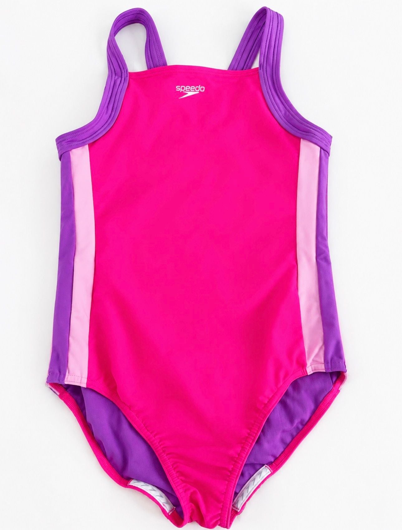 Speedo Girls Youth XL Pink Purple Infinity Splice 1 Piece Swimsuit UPF 50+ 8