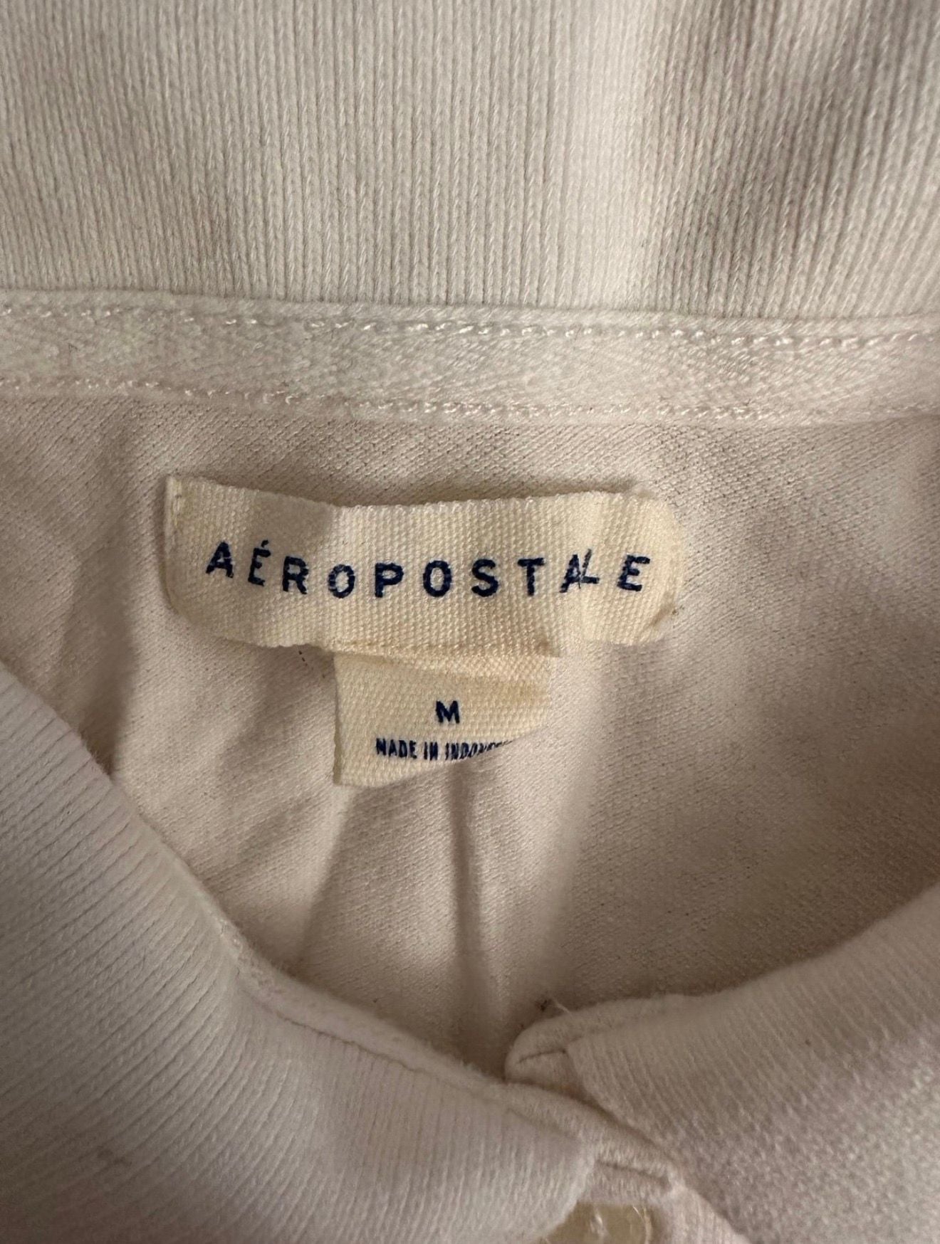 Aeropostale A87 Solid White Piqué Polo Shirt 3