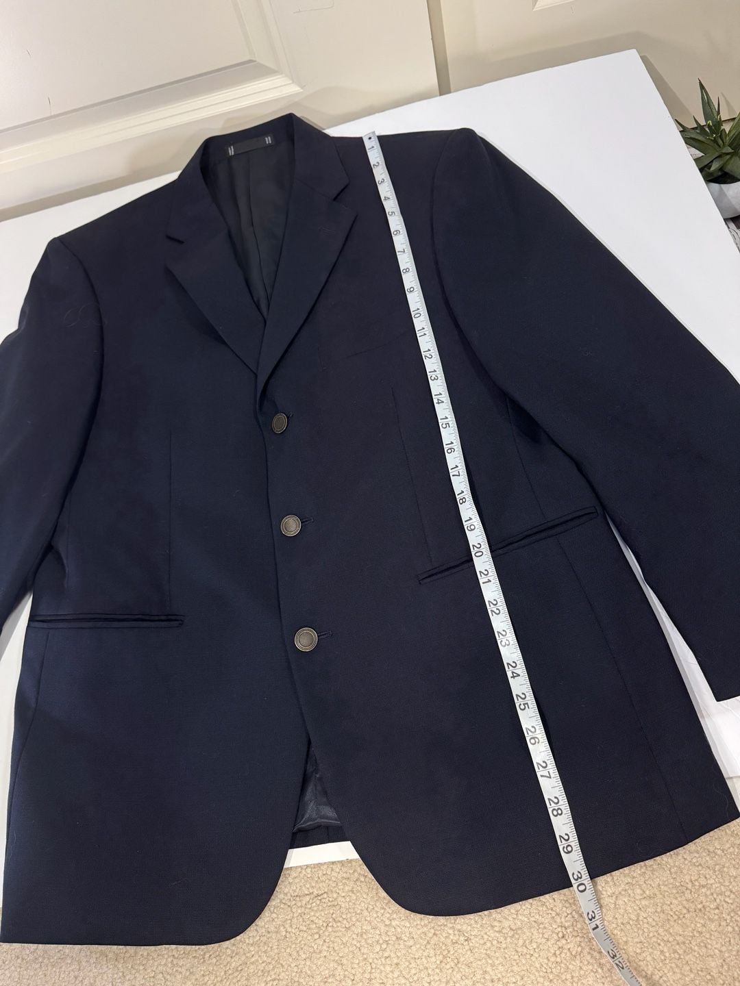 Emanuel Ungaro Mens Navy Blue Wool Three-Button Blazer 41S 3