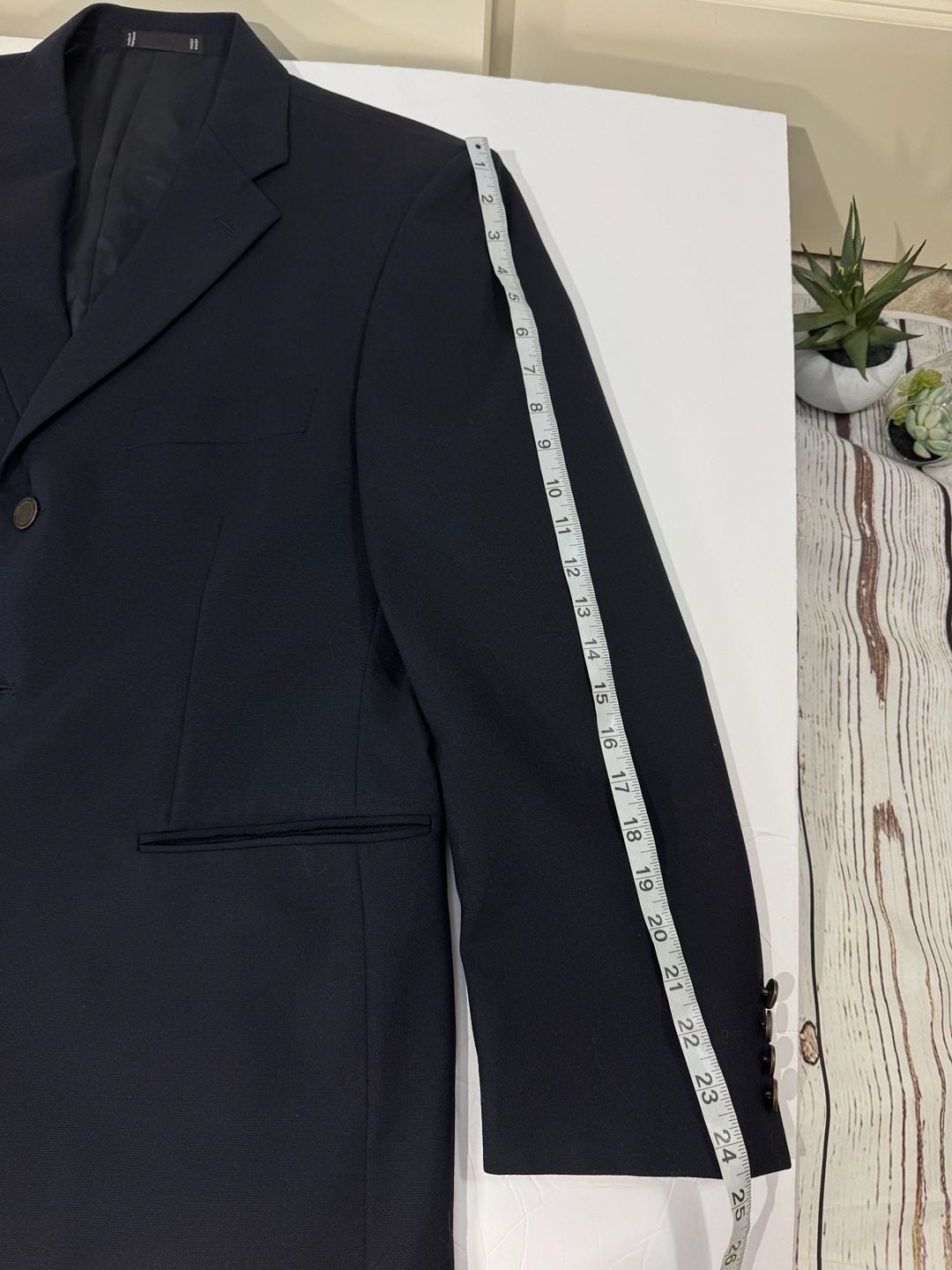 Emanuel Ungaro Mens Navy Blue Wool Three-Button Blazer 41S 4