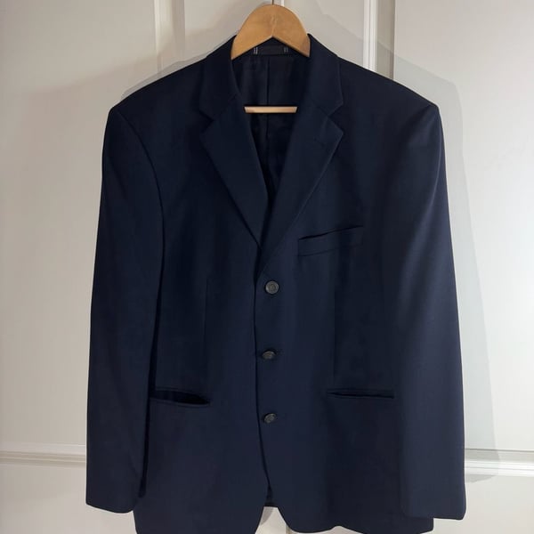 Emanuel Ungaro Mens Navy Blue Wool Three-Button Blazer 41S