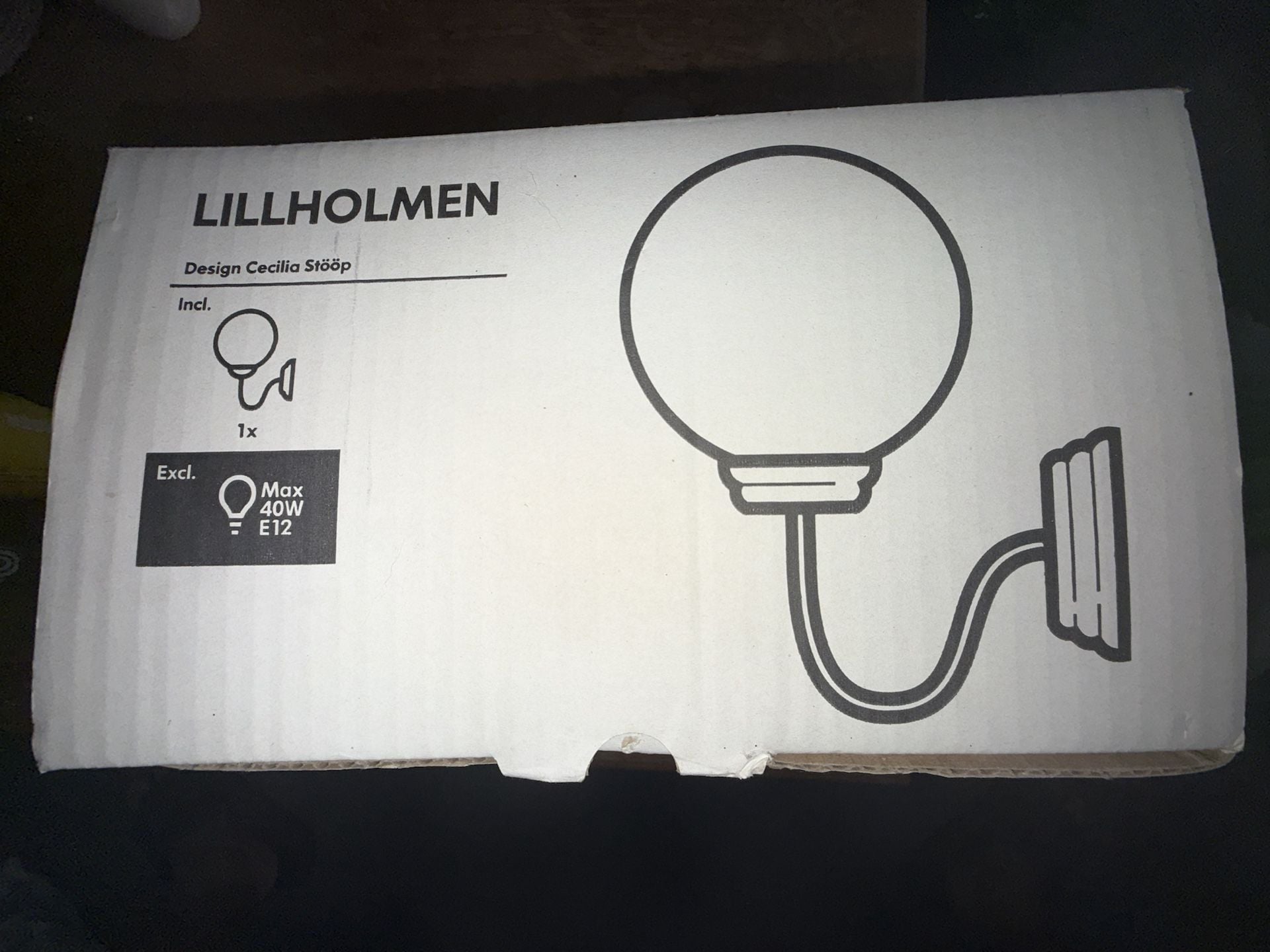 IKEA LILLHOLMEN Wall Lamp Sconce, Brushed Nickel Finish with White Glass Globe 1