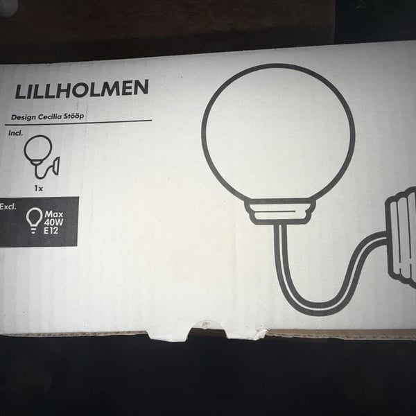 IKEA LILLHOLMEN Wall Lamp Sconce, Brushed Nickel Finish with White Glass Globe
