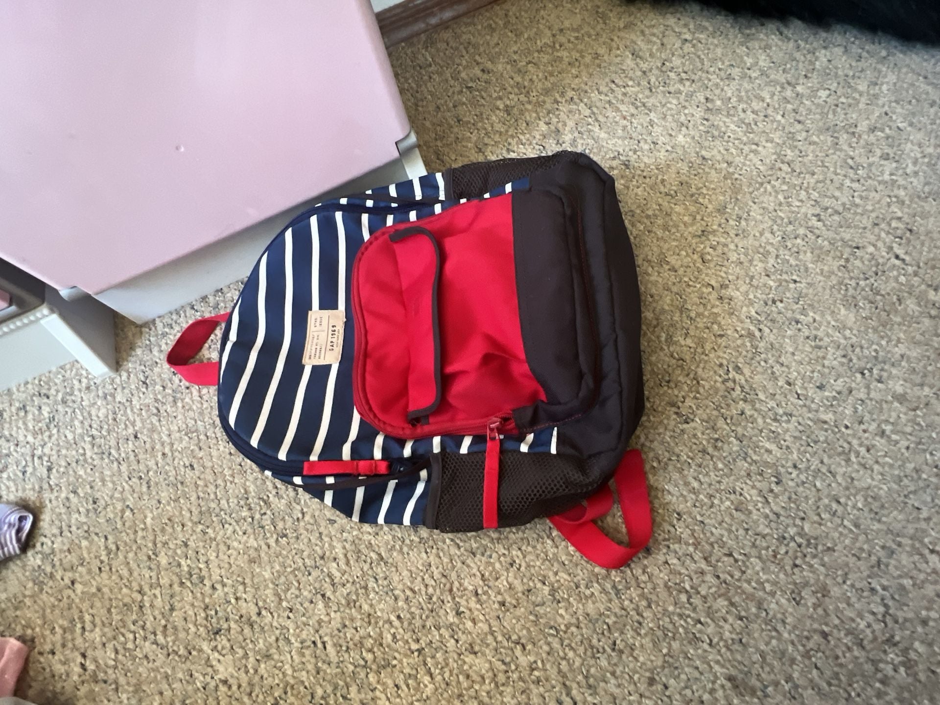 Gap 1969 Collection Backpack Navy Blue Red White Stripe 4