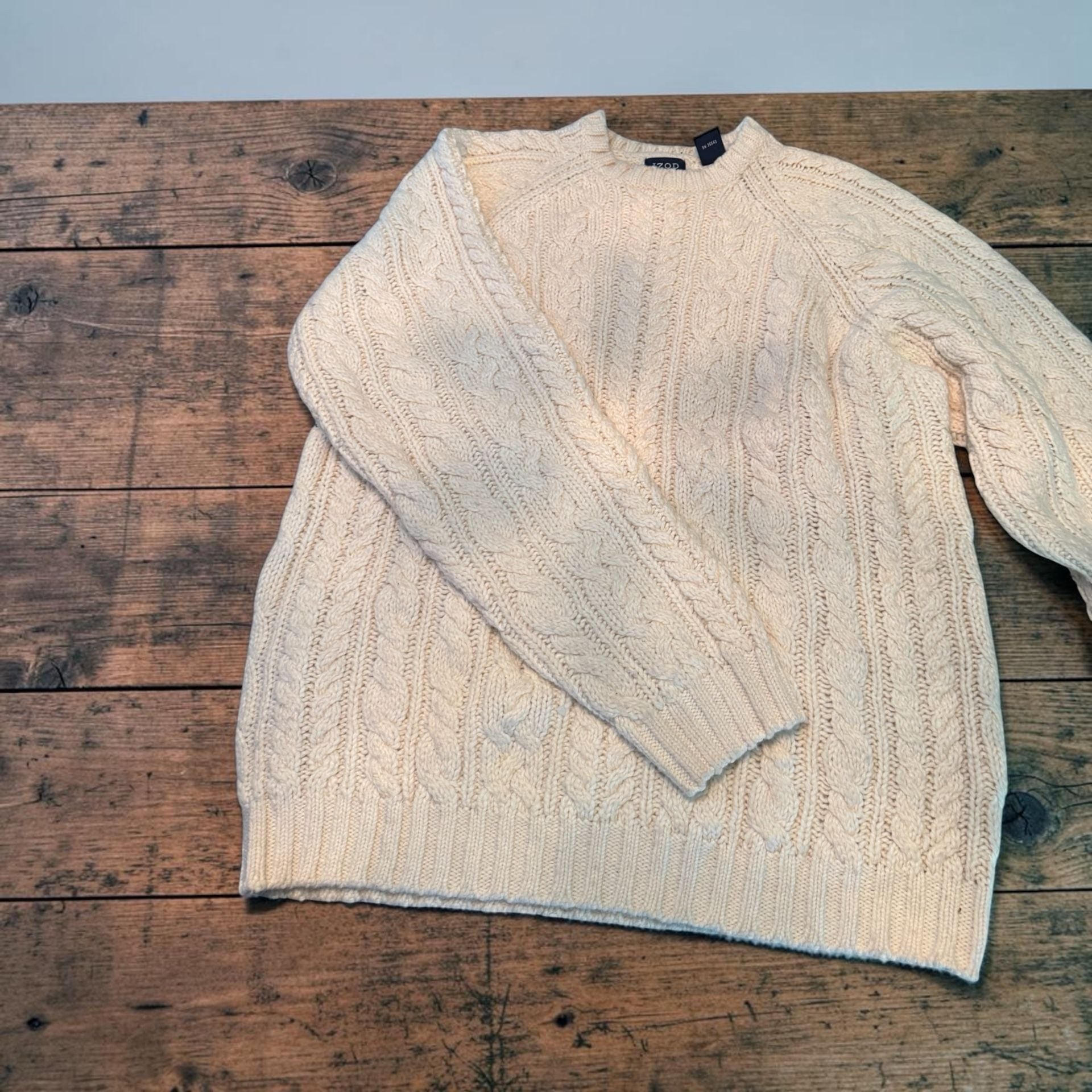 IZOD Cream Cable Knit Raglan Sweater 2