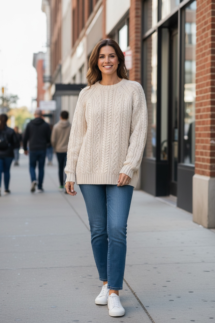 IZOD Cream Cable Knit Raglan Sweater 4