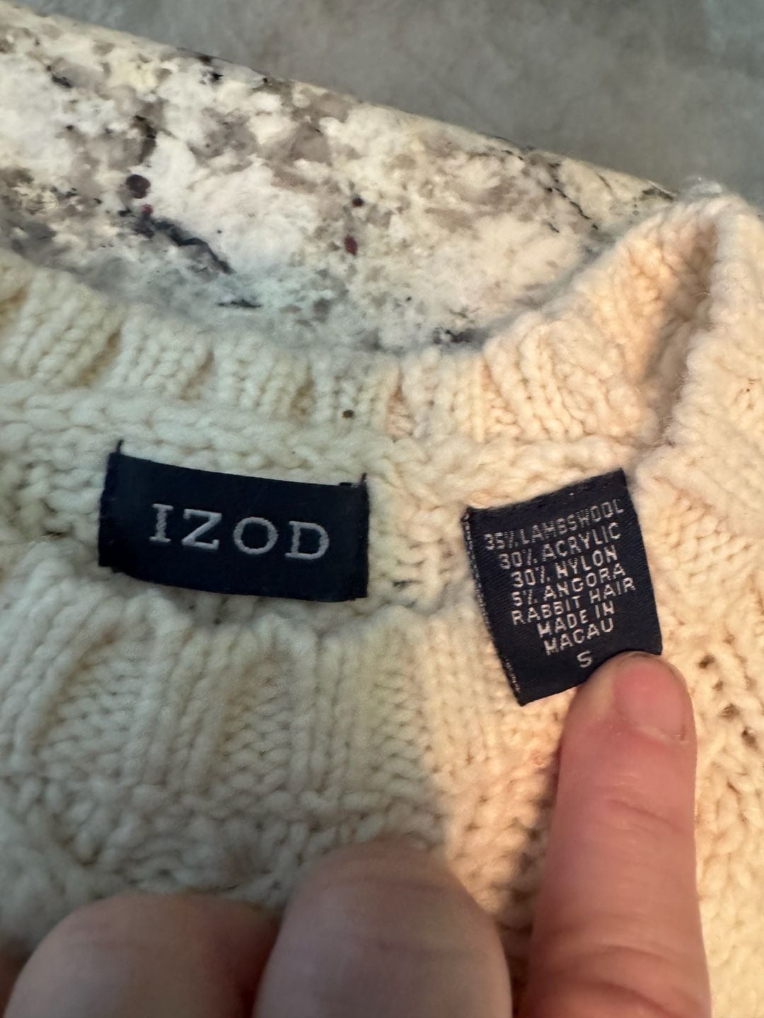 IZOD Cream Cable Knit Raglan Sweater 8