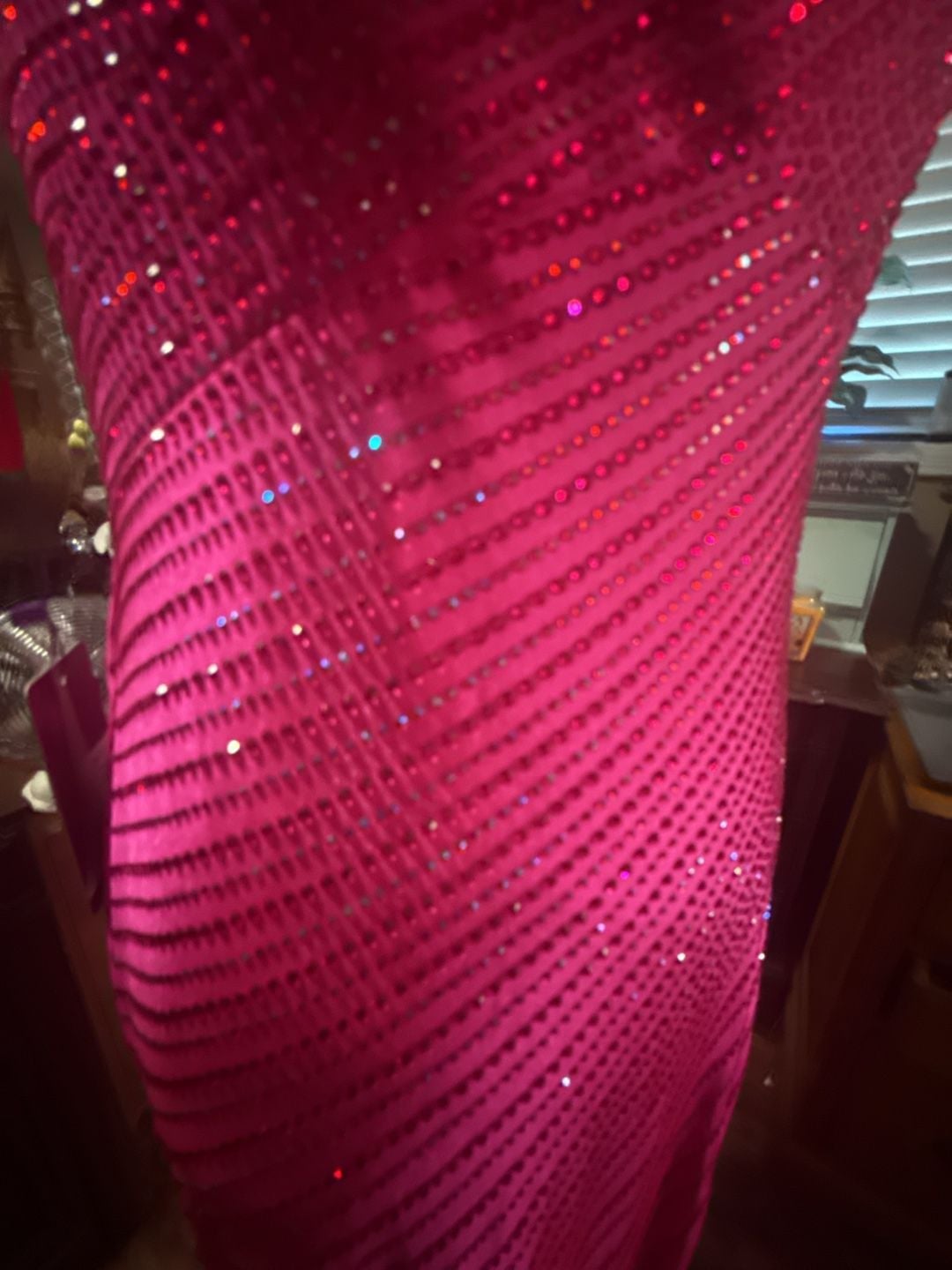 Abby Paris by Lucci Lu 90214 size 8 Fuchsia Beaded Off-the-Shoulder Prom Dress 6