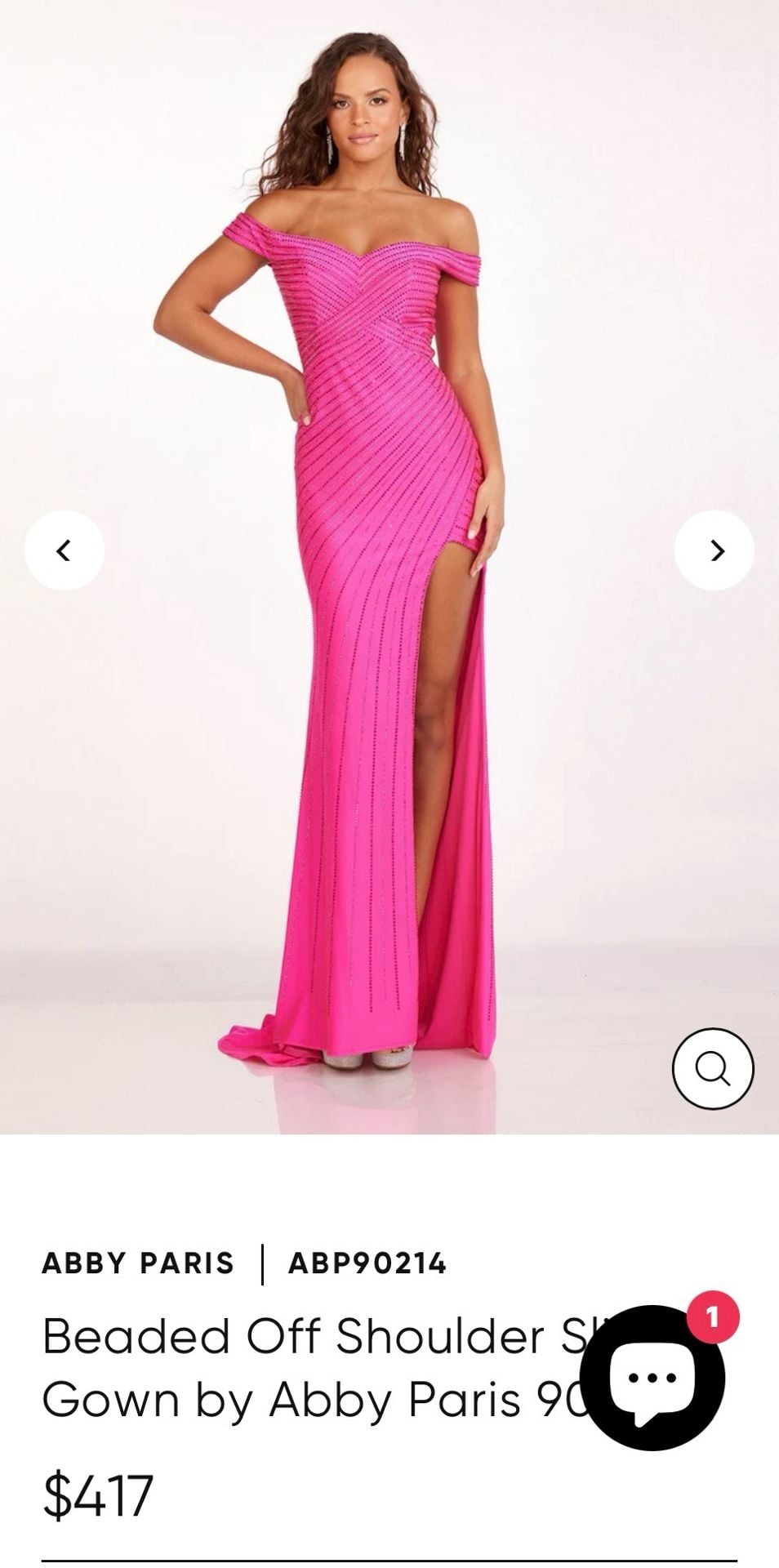 Abby Paris by Lucci Lu 90214 size 8 Fuchsia Beaded Off-the-Shoulder Prom Dress 2