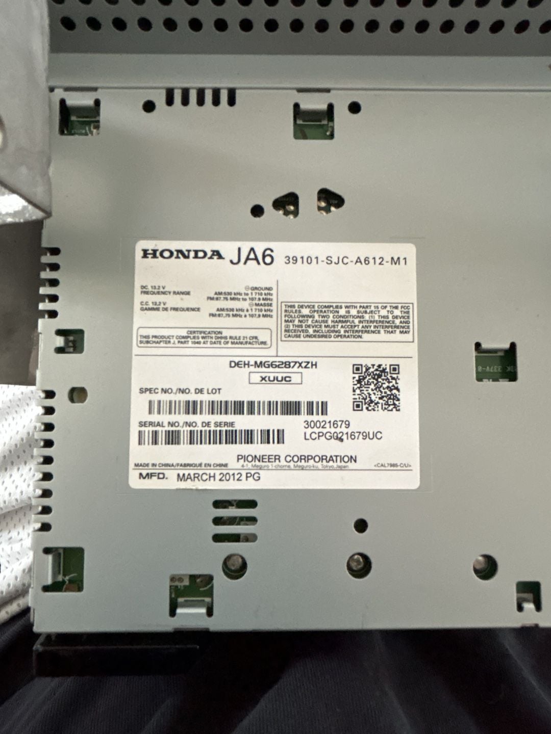 Honda Ridgeline 6-Compact Disc Changer AM/FM MP3 WMA OEM Audio System JA6 5